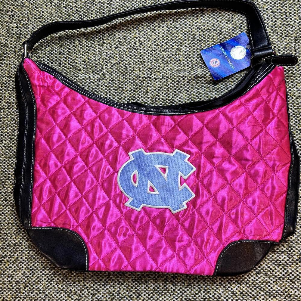 Vintage Style UNC Tar Heels Pink Quilted Handbag NCAA Licensed